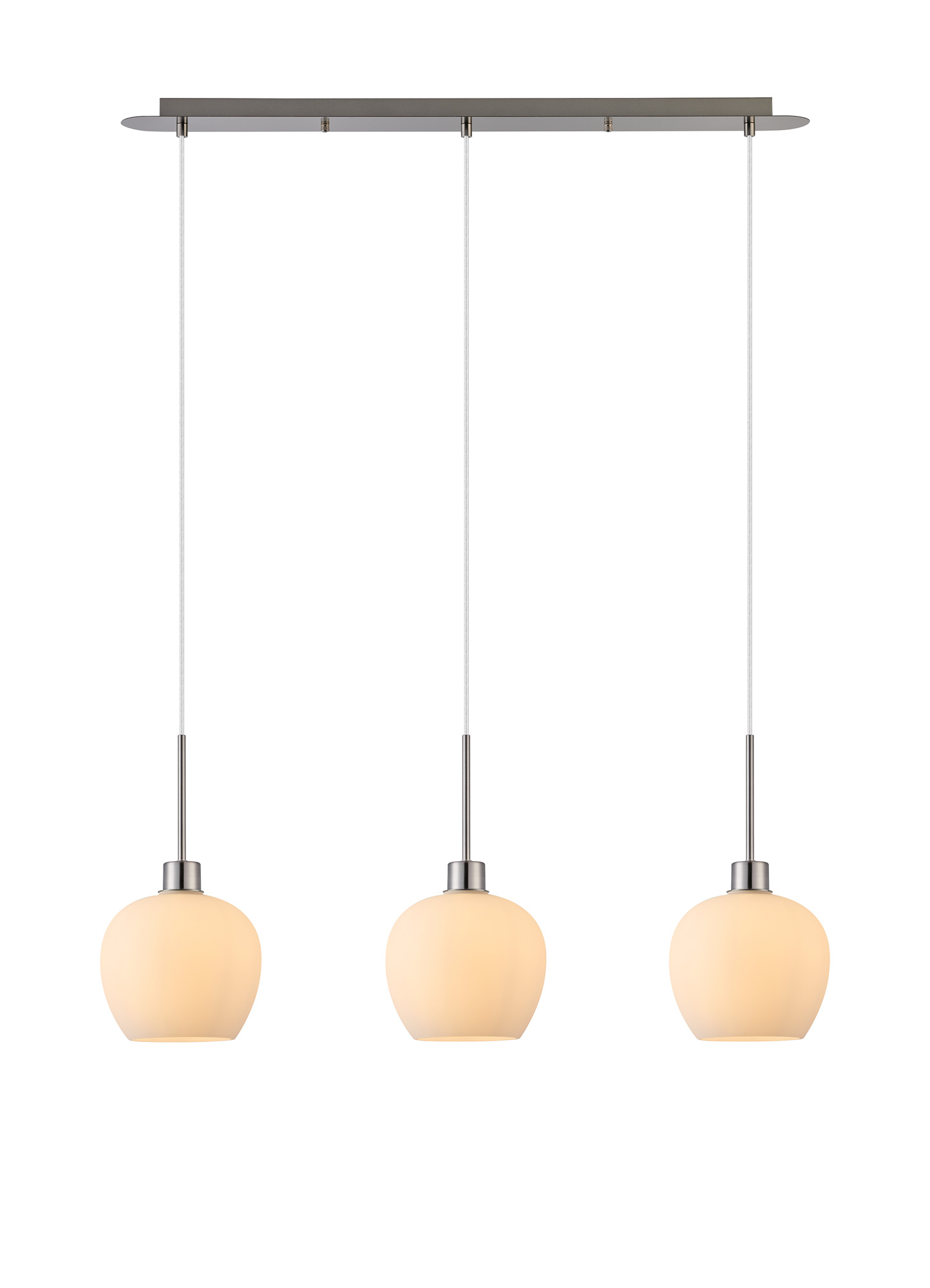 DK1399  Lori Linear Pendant, 3 Light Adjustable E27, Satin Nickel/Opal Wine Shades